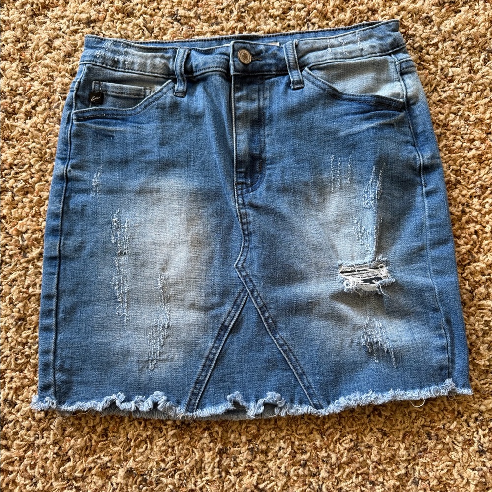 Kancan Distressed Blue Denim Mini Skirt size 25